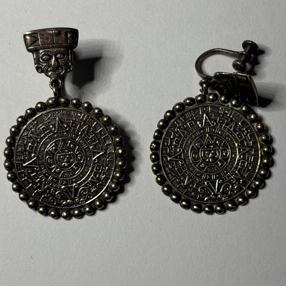 Aztec-Inspired Silver Earrings